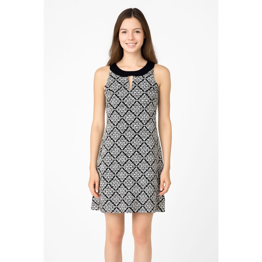 Magnolia Grace Womens Black White Printed Midi Dress S 90s Minimalist